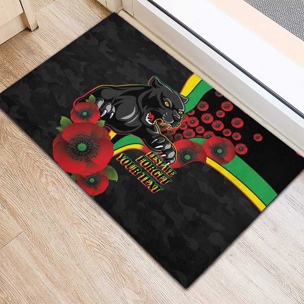 Penrith Panthers ANZAC Personalised Rubber Doormat Lest We Forget Poppy Camo