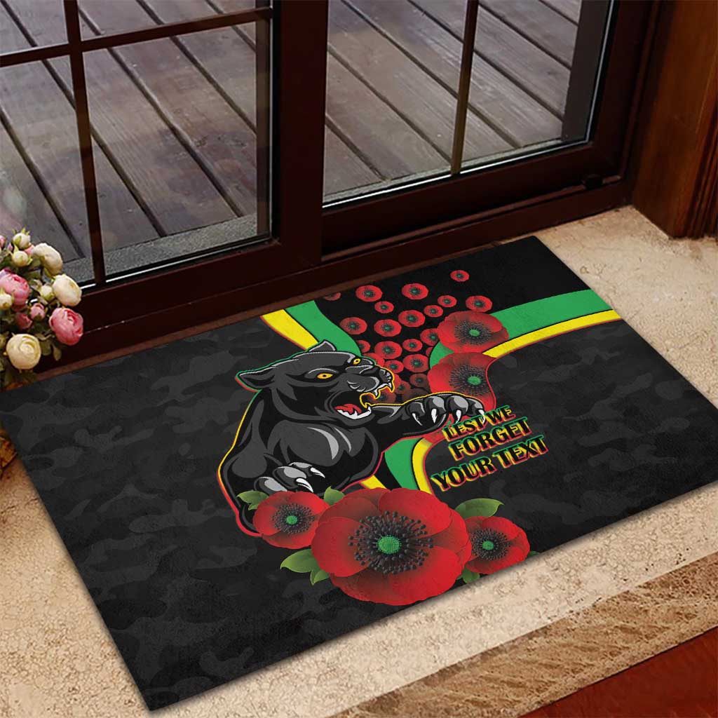 Penrith Panthers ANZAC Personalised Rubber Doormat Lest We Forget Poppy Camo