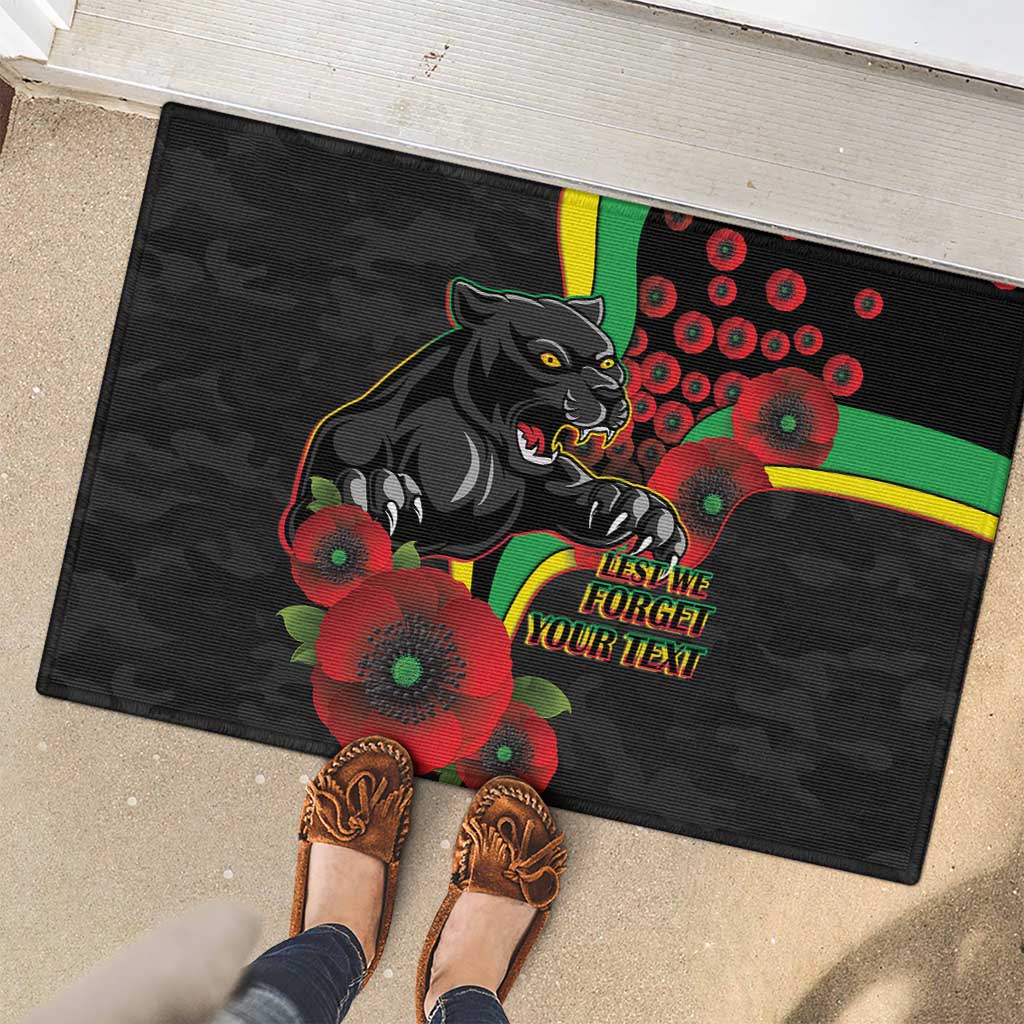 Penrith Panthers ANZAC Personalised Rubber Doormat Lest We Forget Poppy Camo