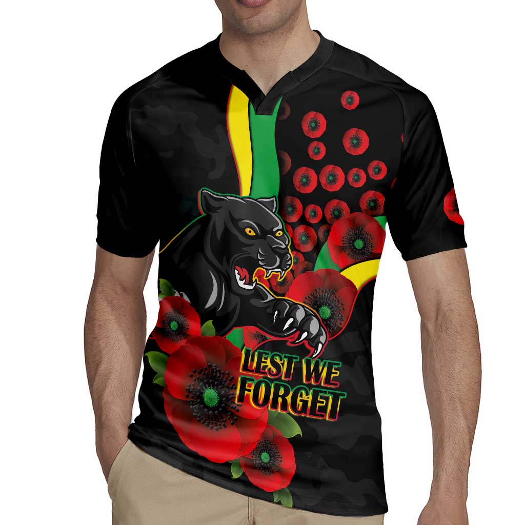 Penrith Panthers ANZAC Personalised Rugby Jersey Lest We Forget Poppy Camo