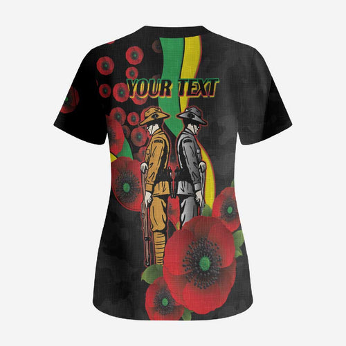 Penrith Panthers ANZAC Personalised Scrub Top Lest We Forget Poppy Camo