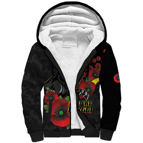 Penrith Panthers ANZAC Personalised Sherpa Hoodie Lest We Forget Poppy Camo