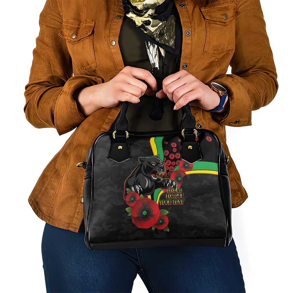 Penrith Panthers ANZAC Personalised Shoulder Handbag Lest We Forget Poppy Camo