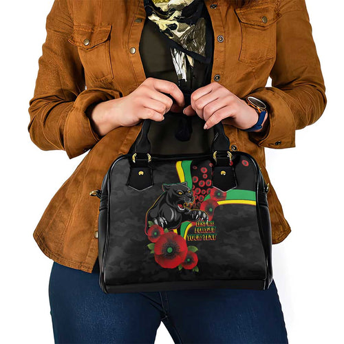 Penrith Panthers ANZAC Personalised Shoulder Handbag Lest We Forget Poppy Camo