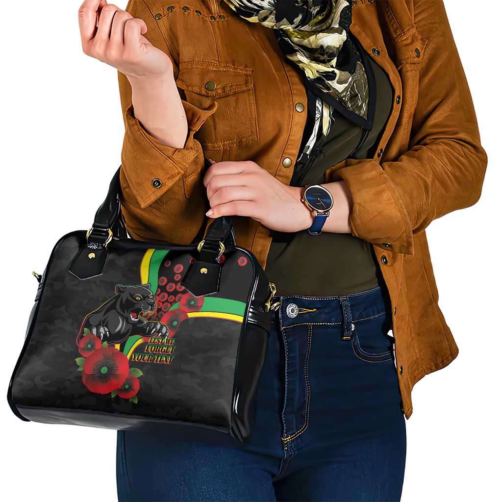 Penrith Panthers ANZAC Personalised Shoulder Handbag Lest We Forget Poppy Camo