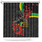 Penrith Panthers ANZAC Personalised Shower Curtain Lest We Forget Poppy Camo