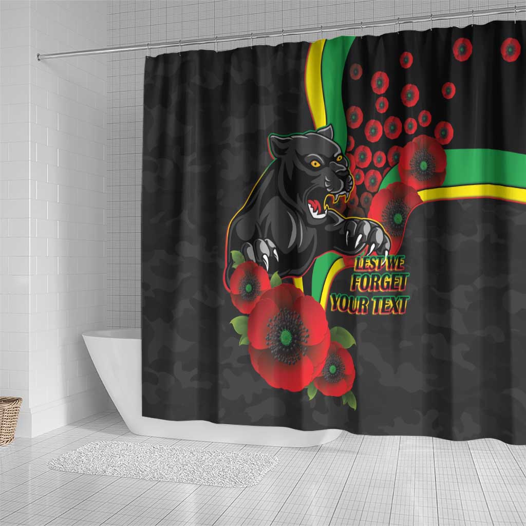 Penrith Panthers ANZAC Personalised Shower Curtain Lest We Forget Poppy Camo