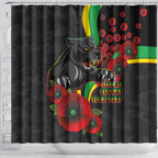 Penrith Panthers ANZAC Personalised Shower Curtain Lest We Forget Poppy Camo