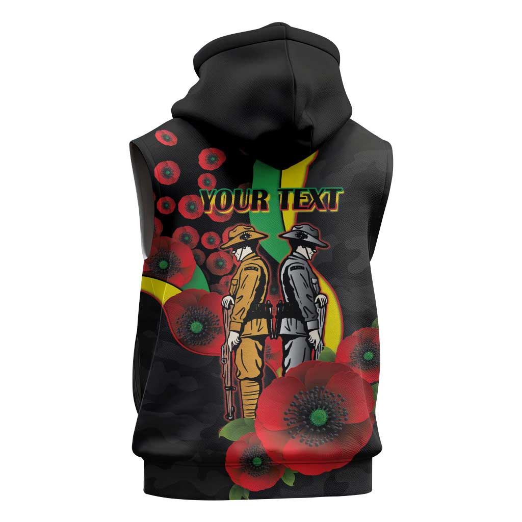 Penrith Panthers ANZAC Personalised Sleeveless Hoodie Lest We Forget Poppy Camo