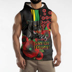 Penrith Panthers ANZAC Personalised Sleeveless Hoodie Lest We Forget Poppy Camo