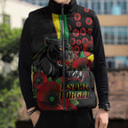 Penrith Panthers ANZAC Personalised Sleeveless Puffer Jacket Lest We Forget Poppy Camo