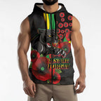 Penrith Panthers ANZAC Personalised Sleeveless Zip Hoodie Lest We Forget Poppy Camo