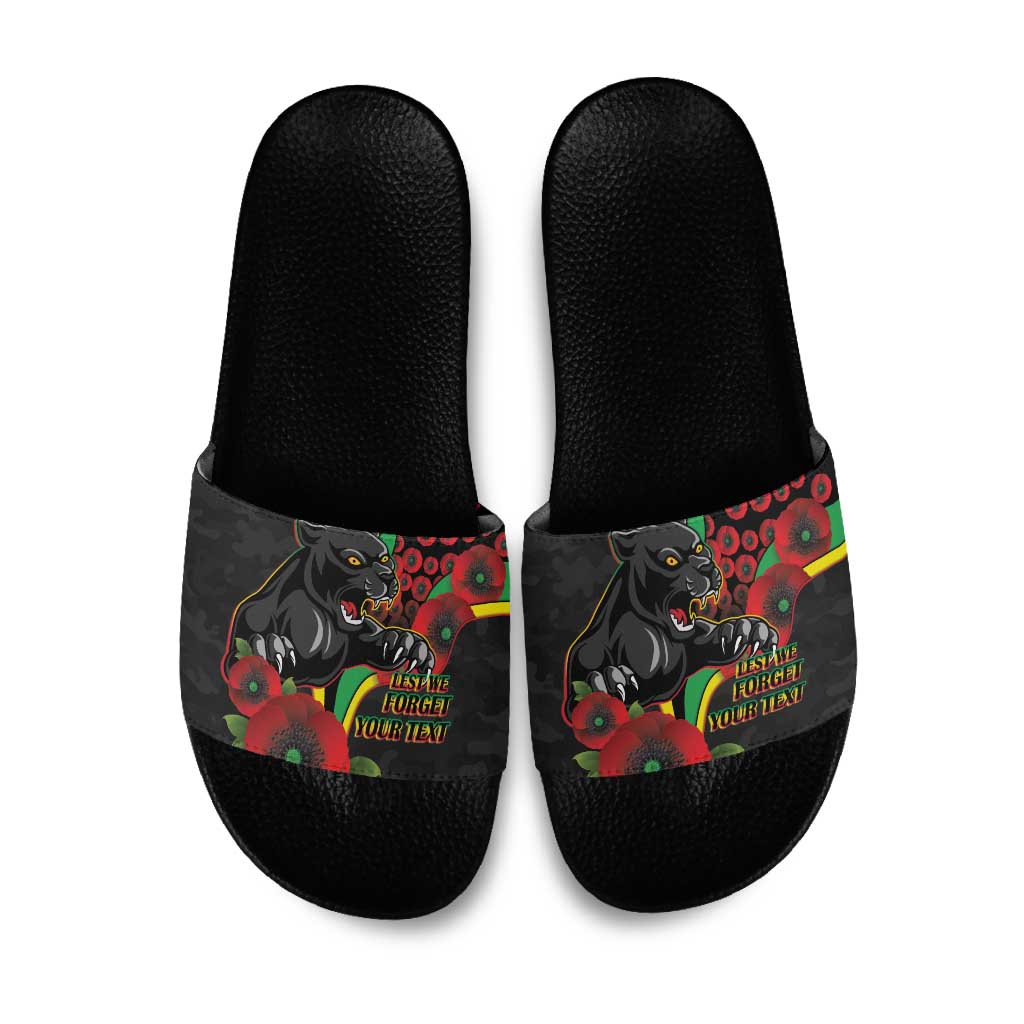 Penrith Panthers ANZAC Personalised Slide Sandals Lest We Forget Poppy Camo