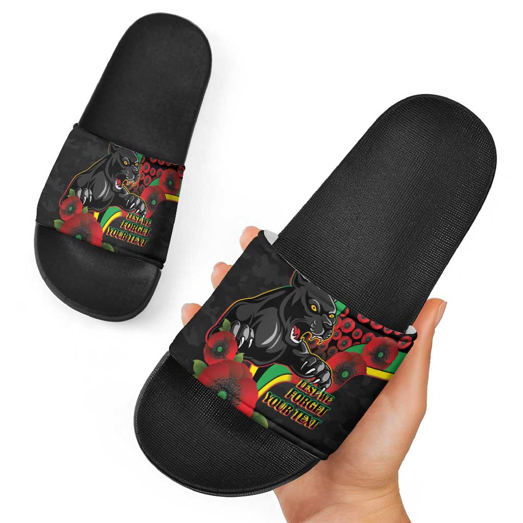 Penrith Panthers ANZAC Personalised Slide Sandals Lest We Forget Poppy Camo