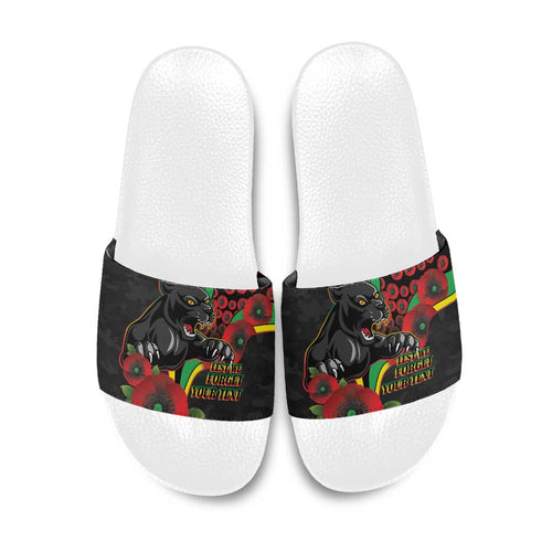Penrith Panthers ANZAC Personalised Slide Sandals Lest We Forget Poppy Camo