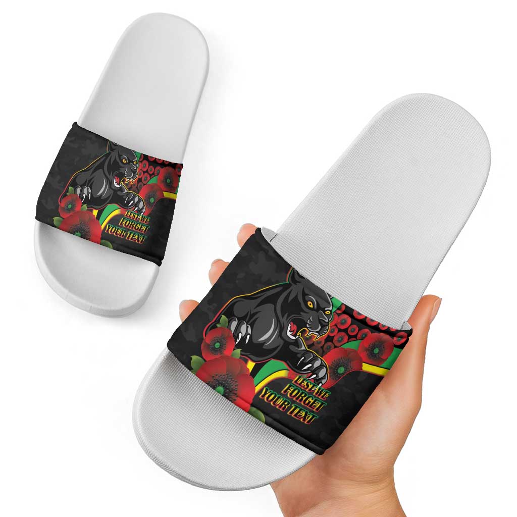 Penrith Panthers ANZAC Personalised Slide Sandals Lest We Forget Poppy Camo