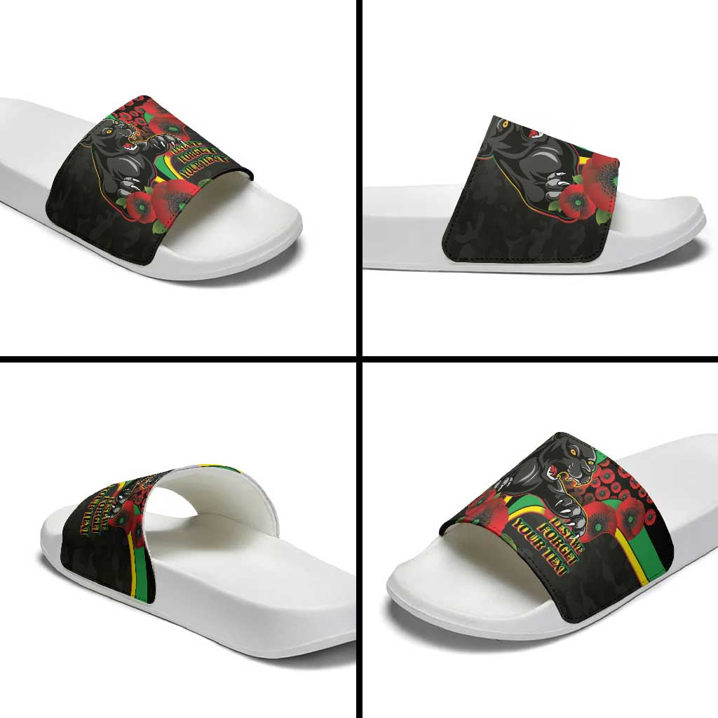 Penrith Panthers ANZAC Personalised Slide Sandals Lest We Forget Poppy Camo