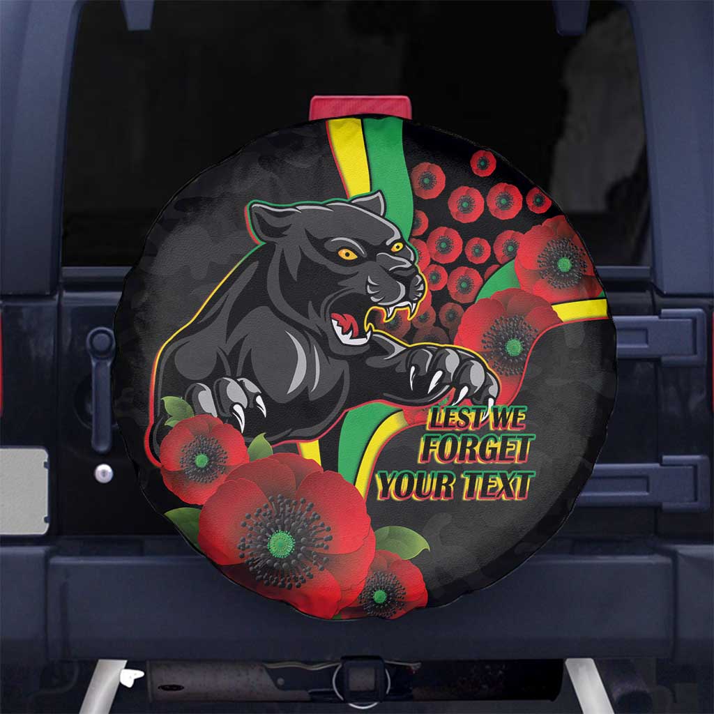 Penrith Panthers ANZAC Personalised Spare Tire Cover Lest We Forget Poppy Camo