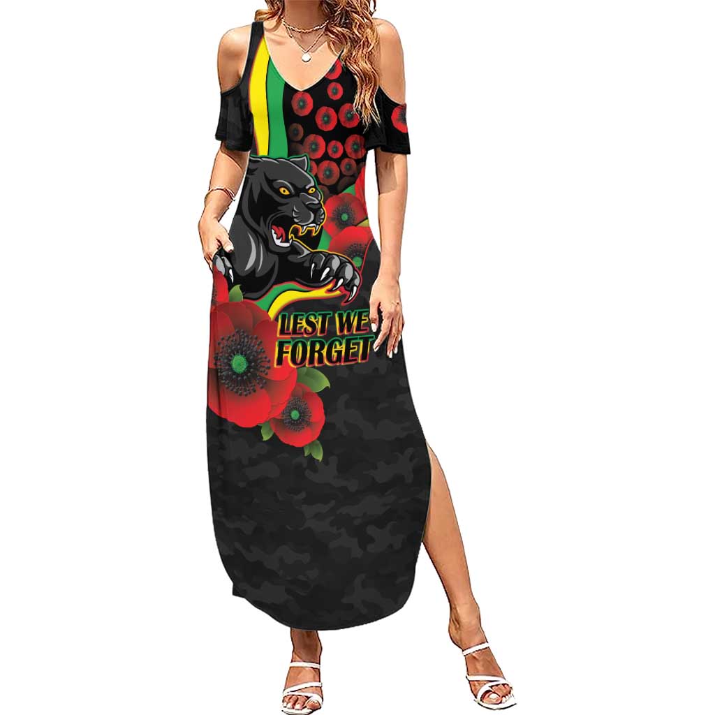 Penrith Panthers ANZAC Personalised Summer Maxi Dress Lest We Forget Poppy Camo