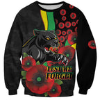 Penrith Panthers ANZAC Personalised Sweatshirt Lest We Forget Poppy Camo