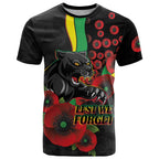 Penrith Panthers ANZAC Personalised T Shirt Lest We Forget Poppy Camo