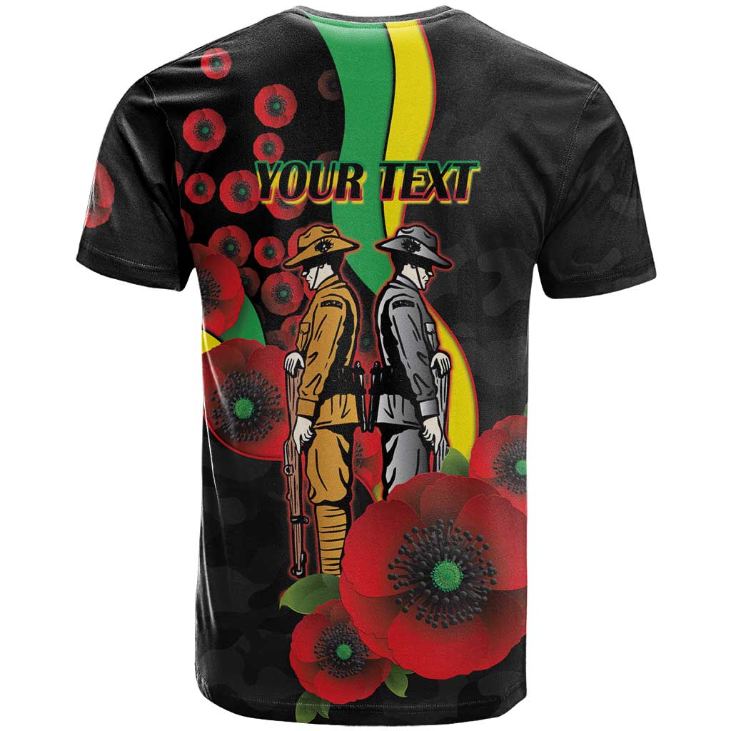 Penrith Panthers ANZAC Personalised T Shirt Lest We Forget Poppy Camo