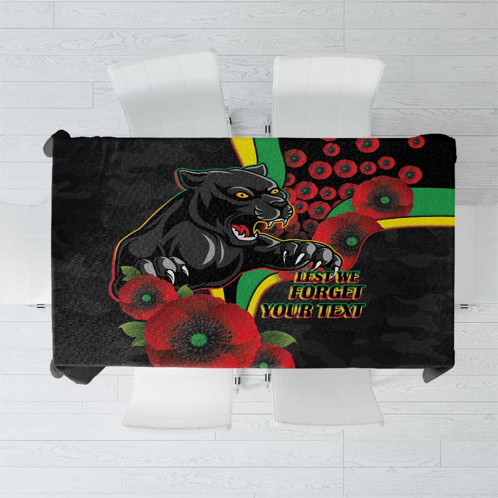 Penrith Panthers ANZAC Personalised Tablecloth Lest We Forget Poppy Camo