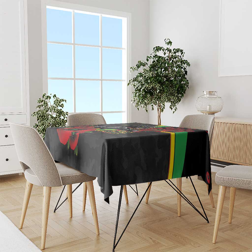 Penrith Panthers ANZAC Personalised Tablecloth Lest We Forget Poppy Camo