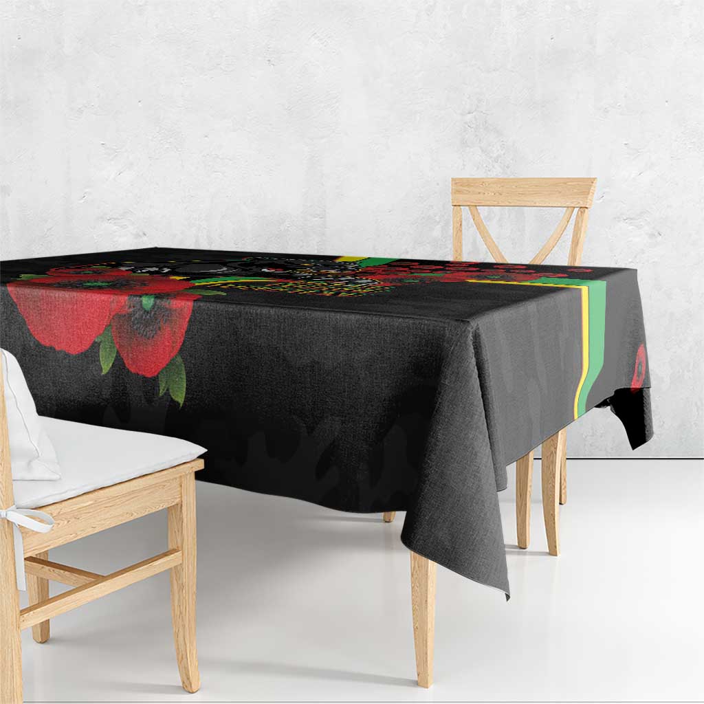 Penrith Panthers ANZAC Personalised Tablecloth Lest We Forget Poppy Camo