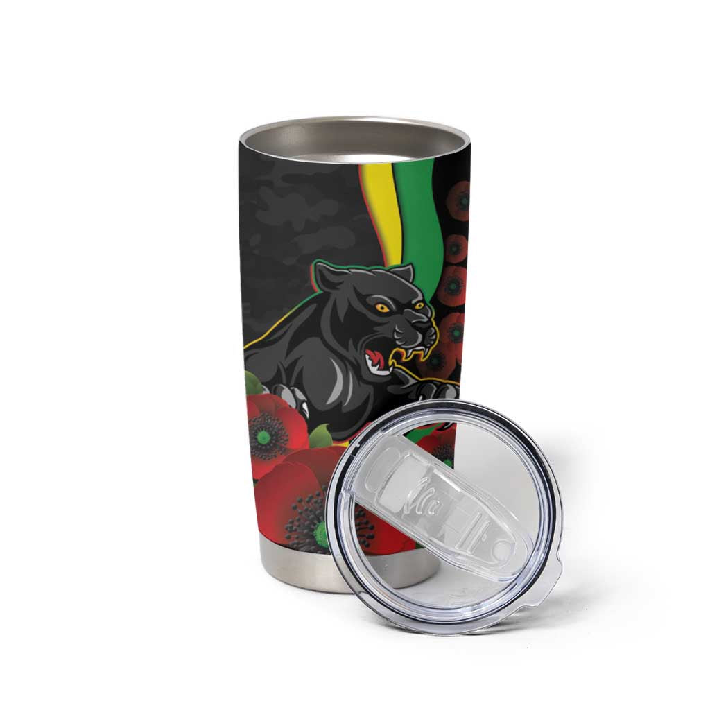 Penrith Panthers ANZAC Personalised Tumbler Cup Lest We Forget Poppy Camo