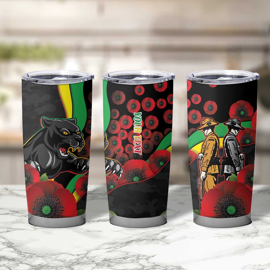 Penrith Panthers ANZAC Personalised Tumbler Cup Lest We Forget Poppy Camo