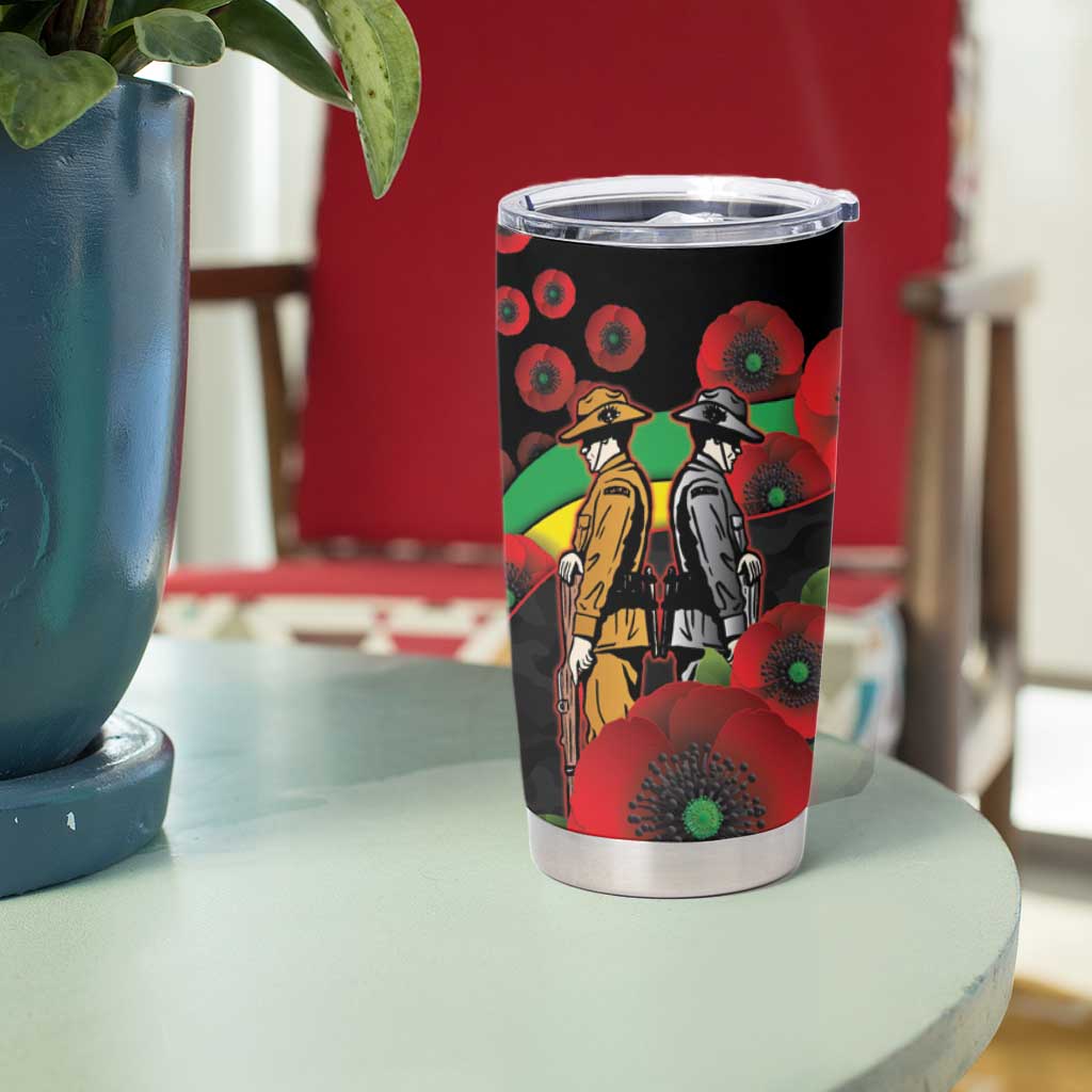 Penrith Panthers ANZAC Personalised Tumbler Cup Lest We Forget Poppy Camo