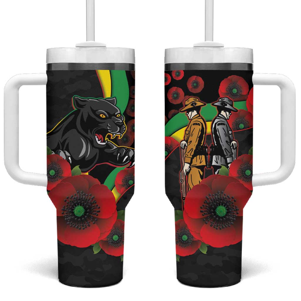 Penrith Panthers ANZAC Personalised Tumbler With Handle Lest We Forget Poppy Camo
