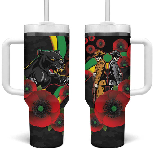 Penrith Panthers ANZAC Personalised Tumbler With Handle Lest We Forget Poppy Camo