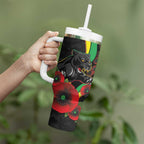 Penrith Panthers ANZAC Personalised Tumbler With Handle Lest We Forget Poppy Camo