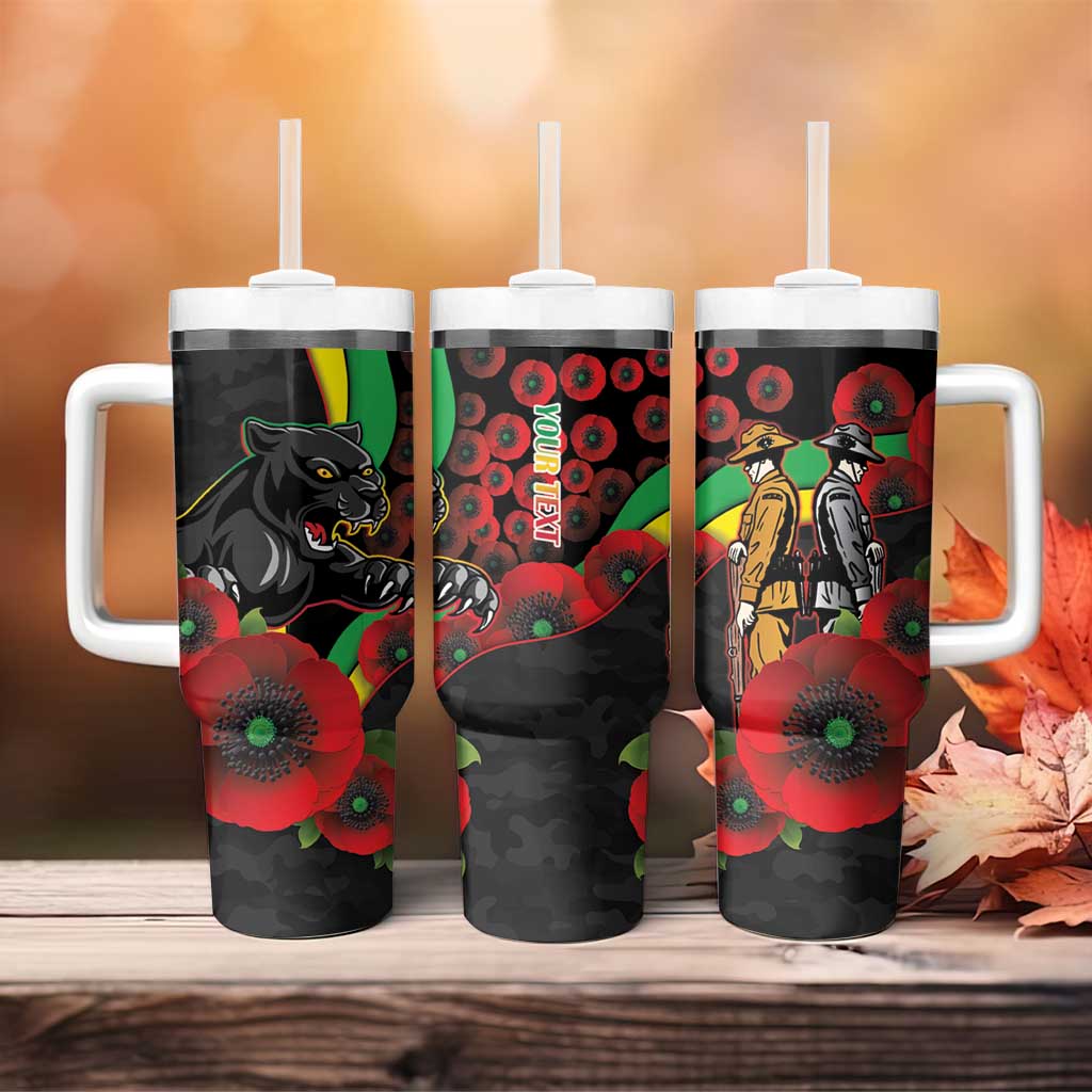 Penrith Panthers ANZAC Personalised Tumbler With Handle Lest We Forget Poppy Camo
