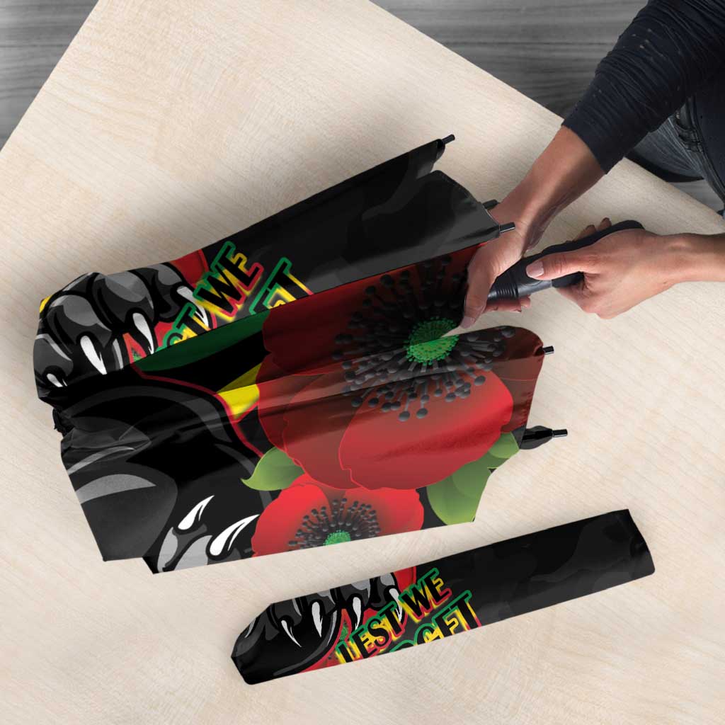 Penrith Panthers ANZAC Personalised Umbrella Lest We Forget Poppy Camo