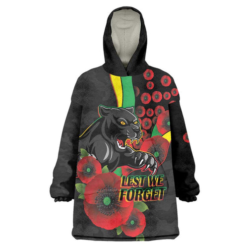 Penrith Panthers ANZAC Personalised Wearable Blanket Hoodie Lest We Forget Poppy Camo