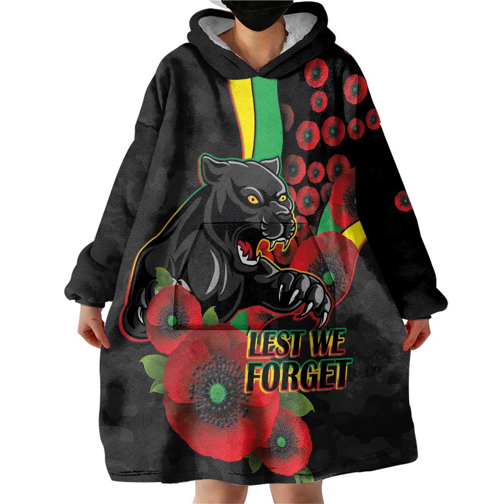 Penrith Panthers ANZAC Personalised Wearable Blanket Hoodie Lest We Forget Poppy Camo