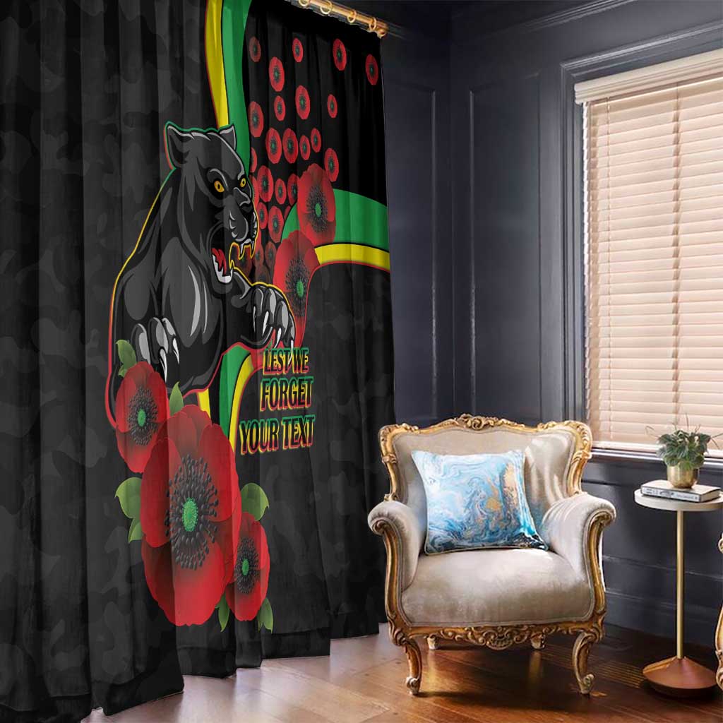 Penrith Panthers ANZAC Personalised Window Curtain Lest We Forget Poppy Camo