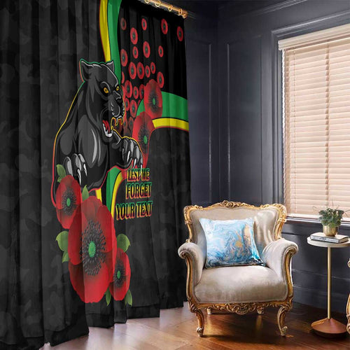 Penrith Panthers ANZAC Personalised Window Curtain Lest We Forget Poppy Camo