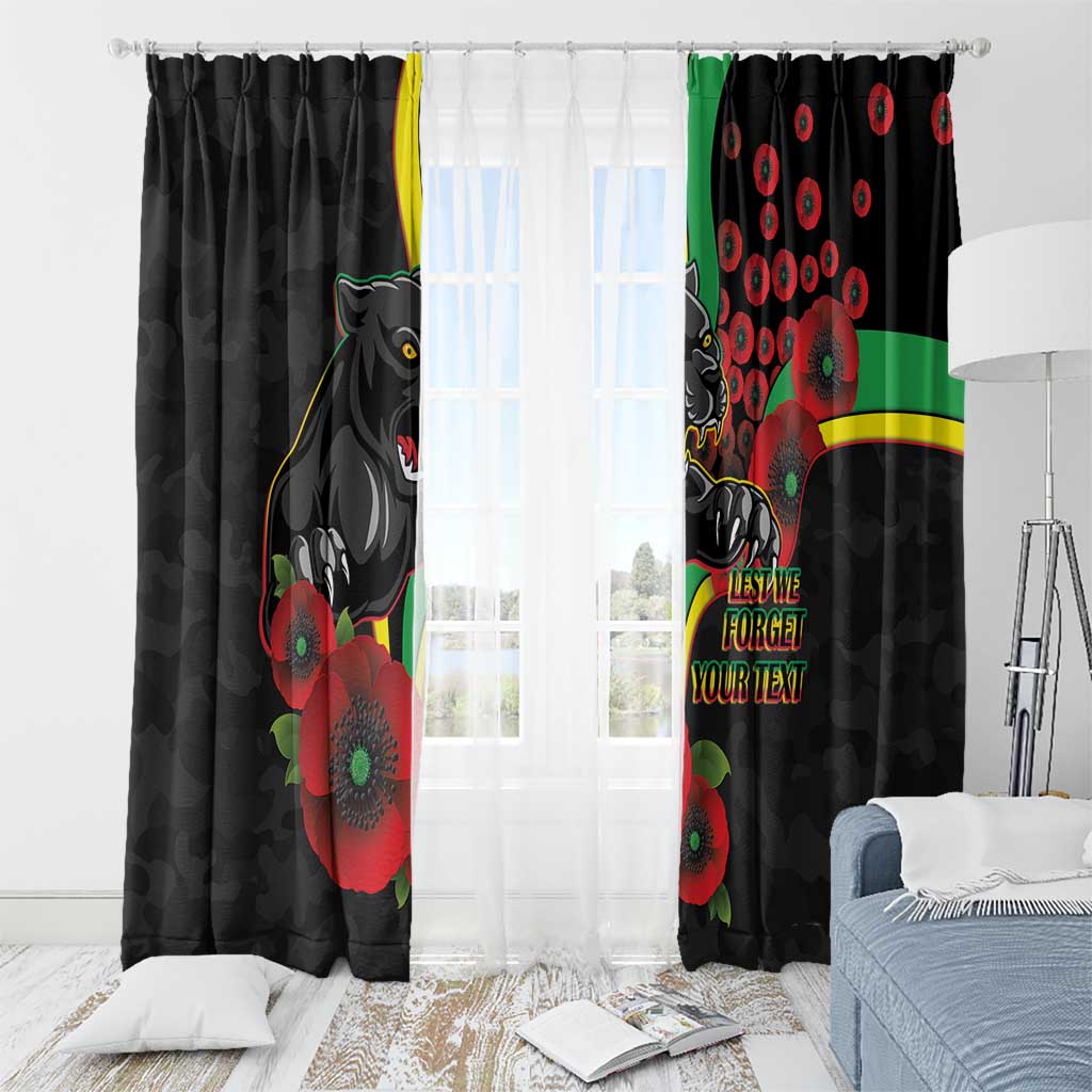 Penrith Panthers ANZAC Personalised Window Curtain Lest We Forget Poppy Camo