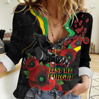 Penrith Panthers ANZAC Personalised Women Casual Shirt Lest We Forget Poppy Camo