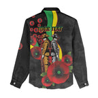 Penrith Panthers ANZAC Personalised Women Casual Shirt Lest We Forget Poppy Camo