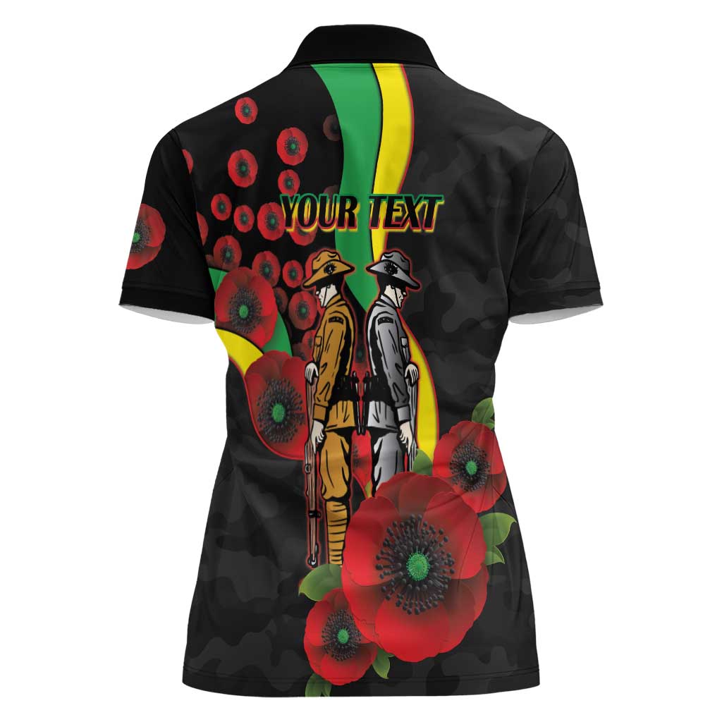 Penrith Panthers ANZAC Personalised Women Polo Shirt Lest We Forget Poppy Camo