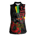 Penrith Panthers ANZAC Personalised Women Sleeveless Polo Shirt Lest We Forget Poppy Camo