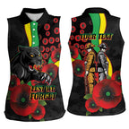 Penrith Panthers ANZAC Personalised Women Sleeveless Polo Shirt Lest We Forget Poppy Camo