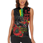 Penrith Panthers ANZAC Personalised Women Sleeveless Polo Shirt Lest We Forget Poppy Camo