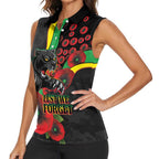 Penrith Panthers ANZAC Personalised Women Sleeveless Polo Shirt Lest We Forget Poppy Camo