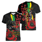 Penrith Panthers ANZAC Personalised Women V-Neck T-Shirt Lest We Forget Poppy Camo
